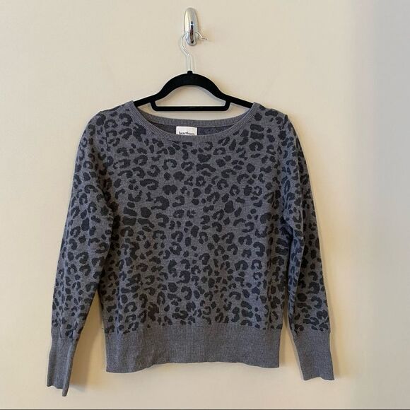 ANTHROPOLOGIE/HEARTLOOM Hera Leopard Print Charcoal Sweater (Size:Small) - Picture 2 of 10